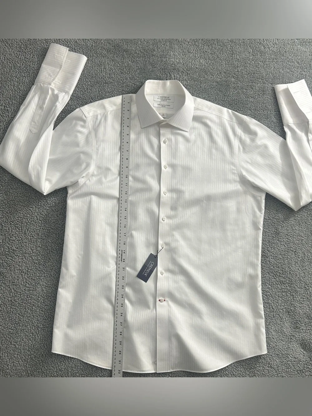 Daniel Cremieux Men’s White Long Sleeve Button Up Shirt Subtle Stripes Sz 17/35